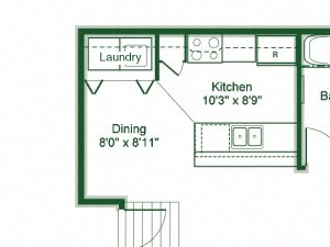 3 Bedroom 2 Bath floor plan, 1,181 square feet